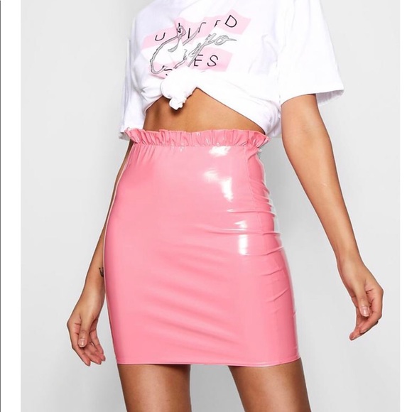 latex skirt boohoo